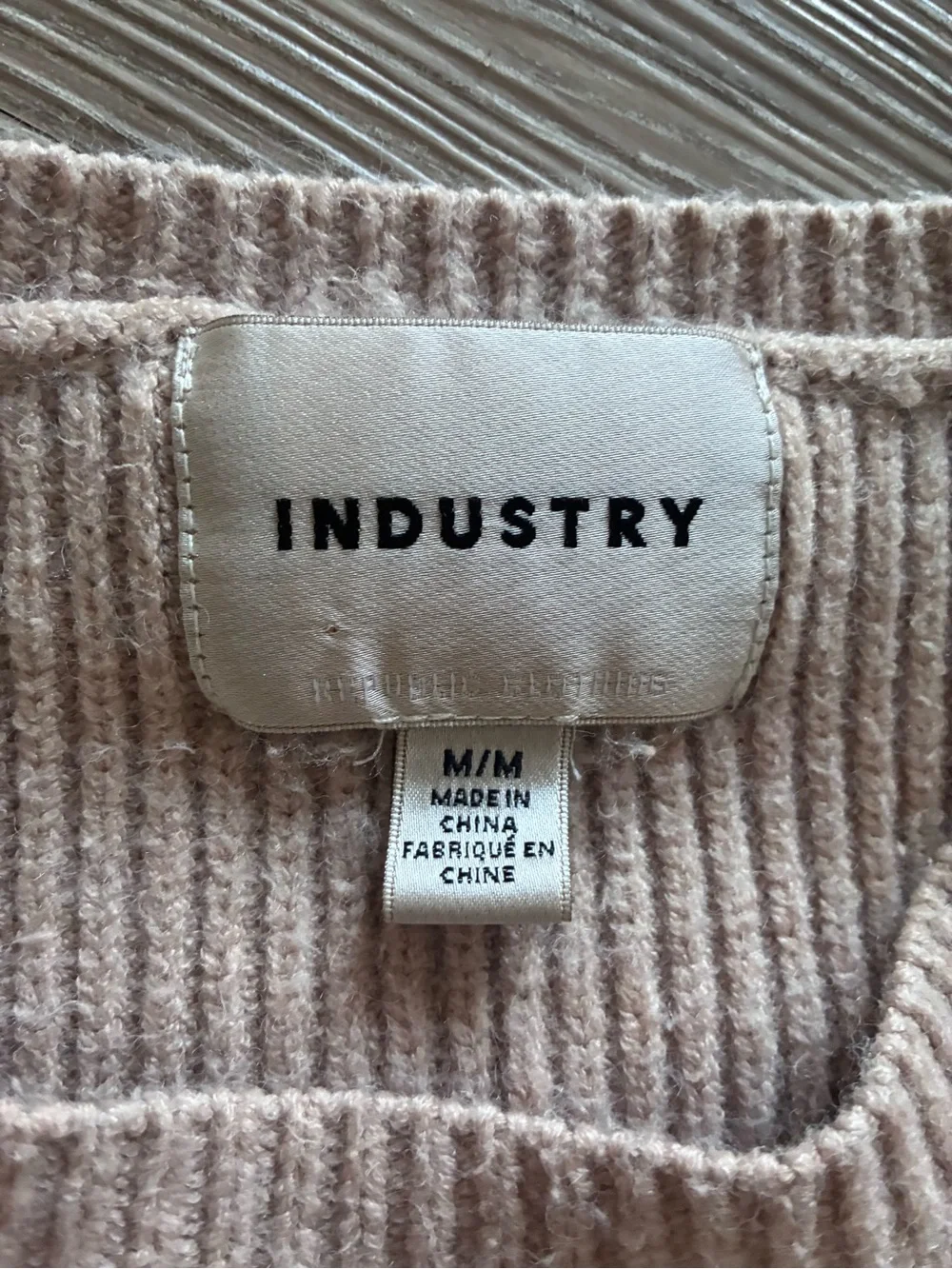 Industry Taupe Crewneck Ribbed Sweater - Women